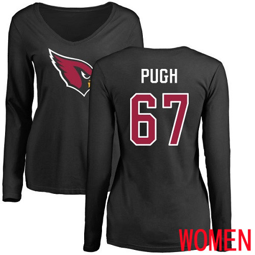 Arizona Cardinals Black Women Justin Pugh Name And Number Logo NFL Football #67 Long Sleeve T Shirt